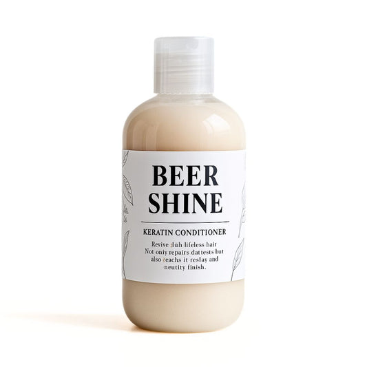 Bottle of Beer Shine Keratin Conditioner on a white background