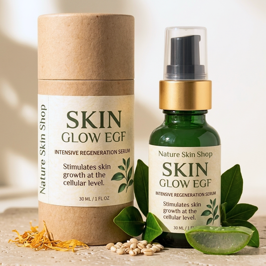 Two skincare products from Nature Skin Shop on a neutral background