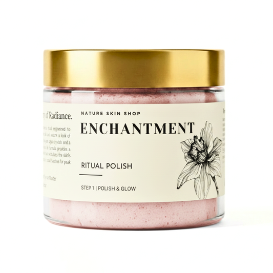 Jar of 'Enchantment Ritual Polish' from Nature Skin Shop on a white background