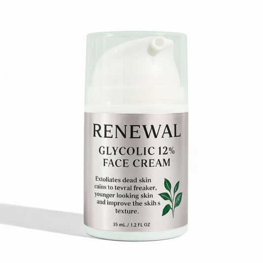 Renewal Glycolic 12% Face Cream bottle on a white background