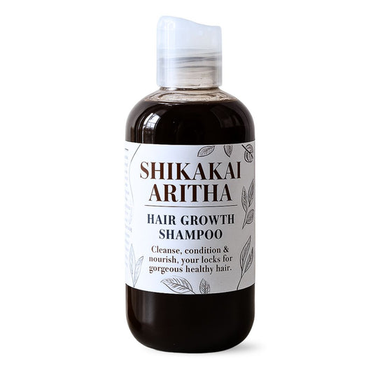 Shikakai & Aritha Hair Growth Shampoo bottle – natural, sulfate-free formula for healthy hair