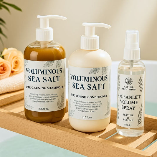 Voluminous Sea Salt Hair Set – Sulfate-free shampoo and conditioner plus OceanLift Volume Spray for fuller, thicker hair