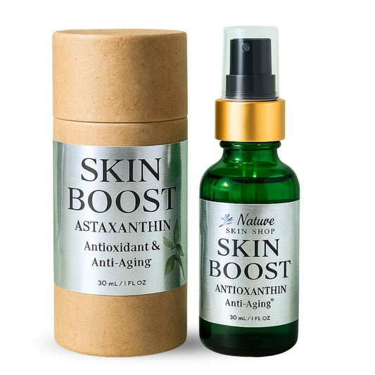 Astaxanthin serum bottle with natural ingredients