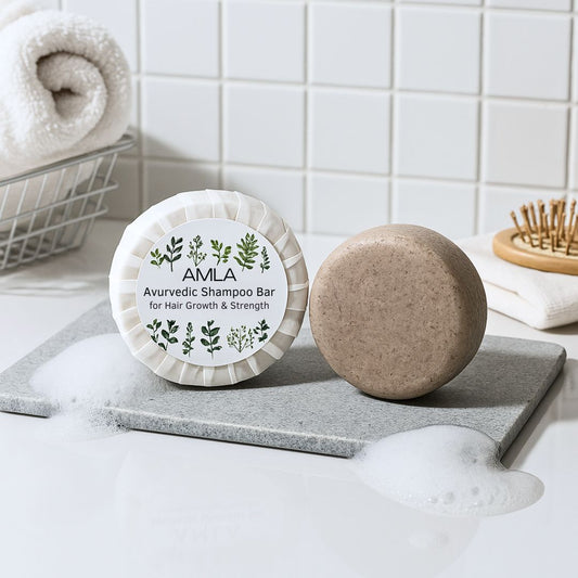 Close up of the texture of the Nature Skin Shop Amla Shampoo Bar