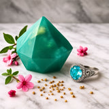 Birthstone Aquamarine Gem Soap with Hidden Silver Ring