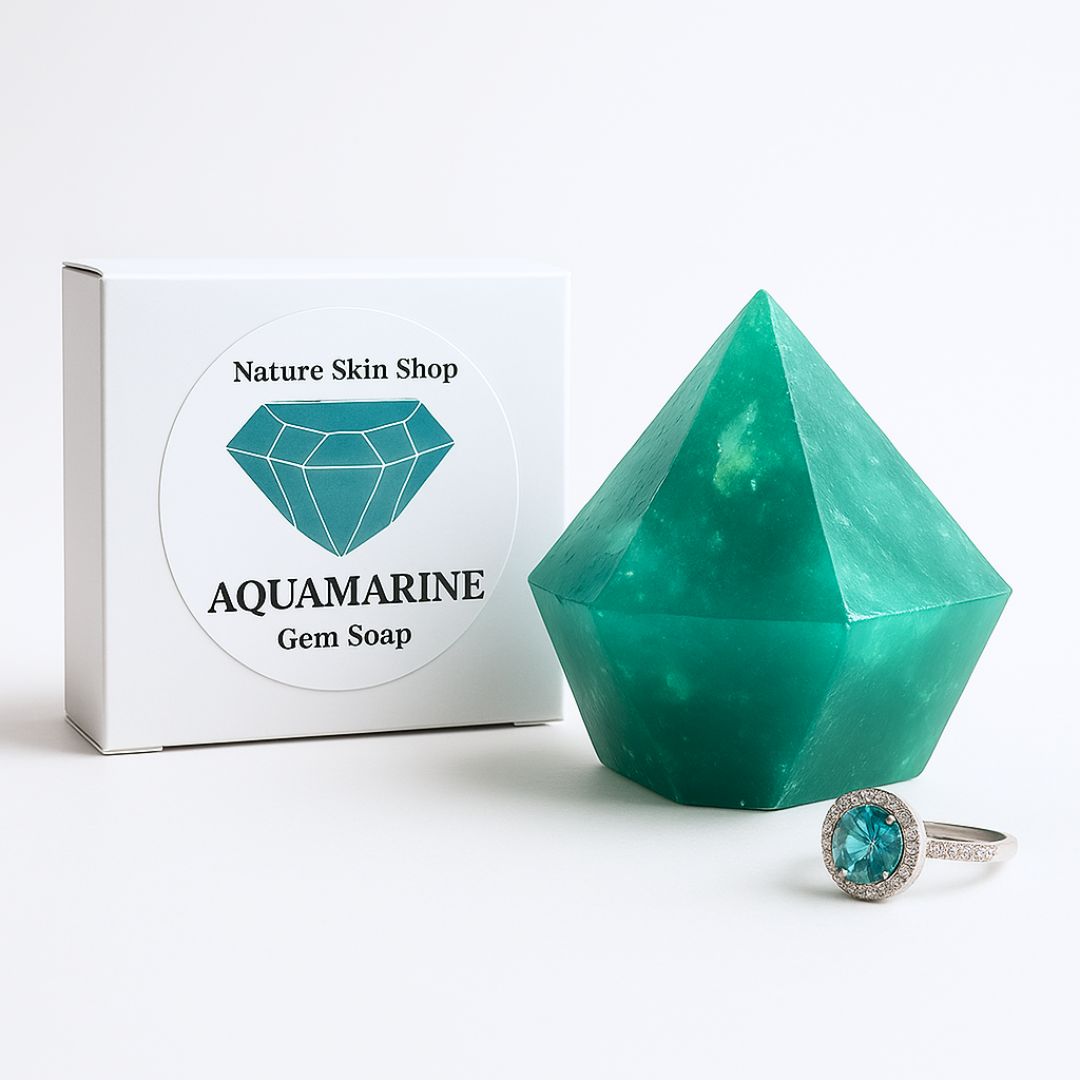 Birthstone Aquamarine Gem Soap with Hidden Silver Ring