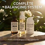 Three skincare products on a wooden surface with a natural background