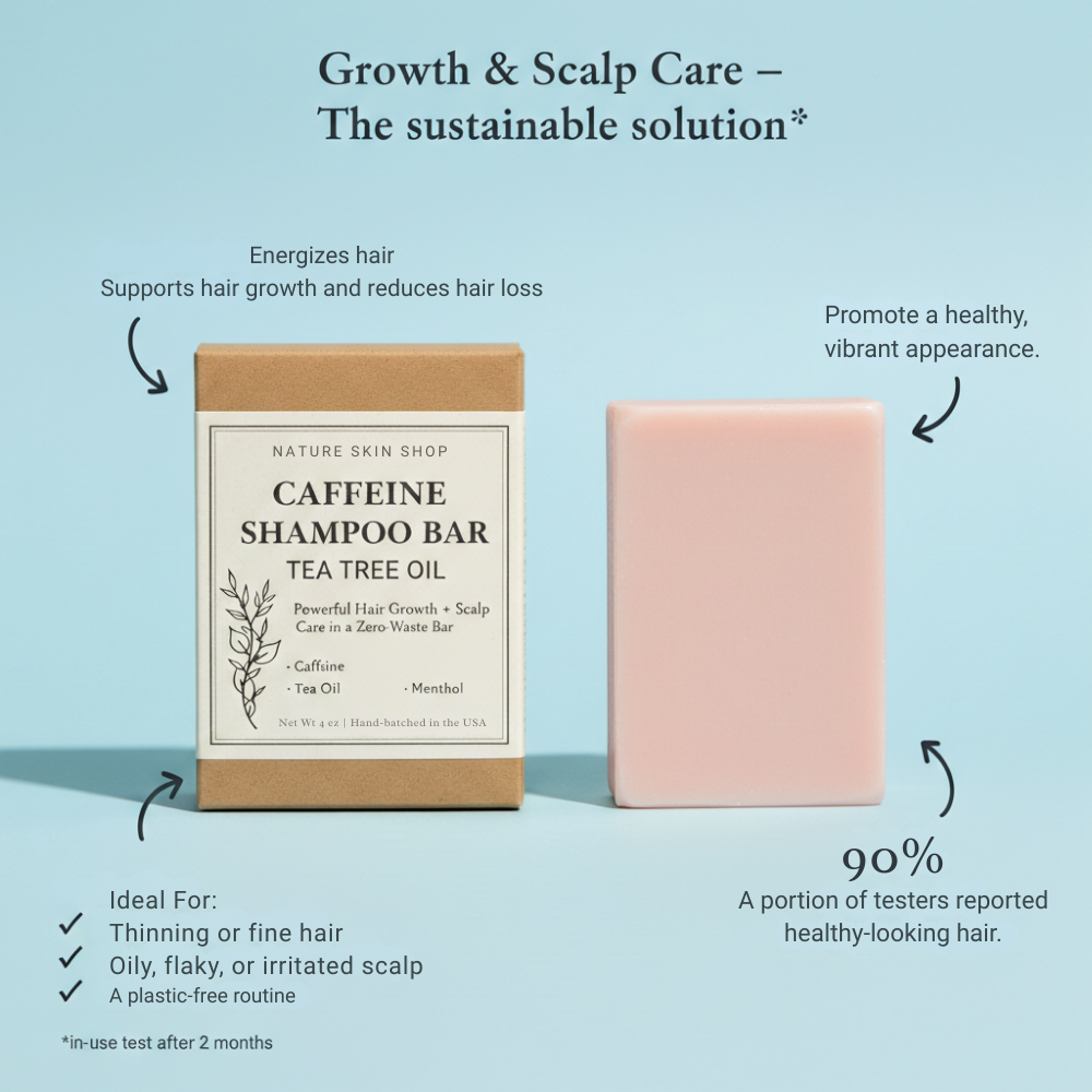 Caffeine Shampoo Bar with Tea Tree Oil – Growth & Scalp Care
