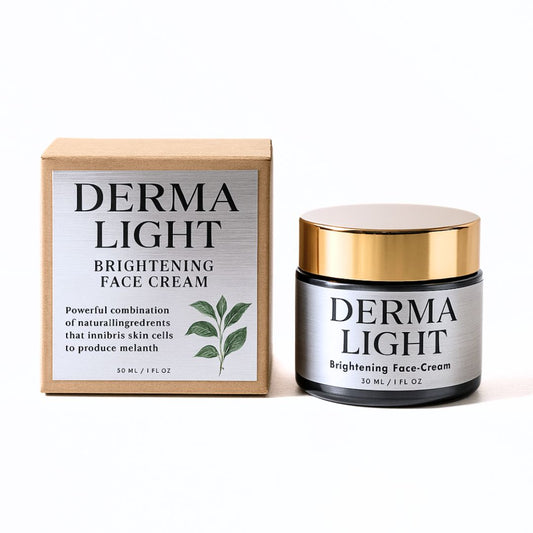 Derma Light brightening face cream jar and box on a white background