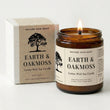 Earth & Oakmoss candle with packaging on a white background