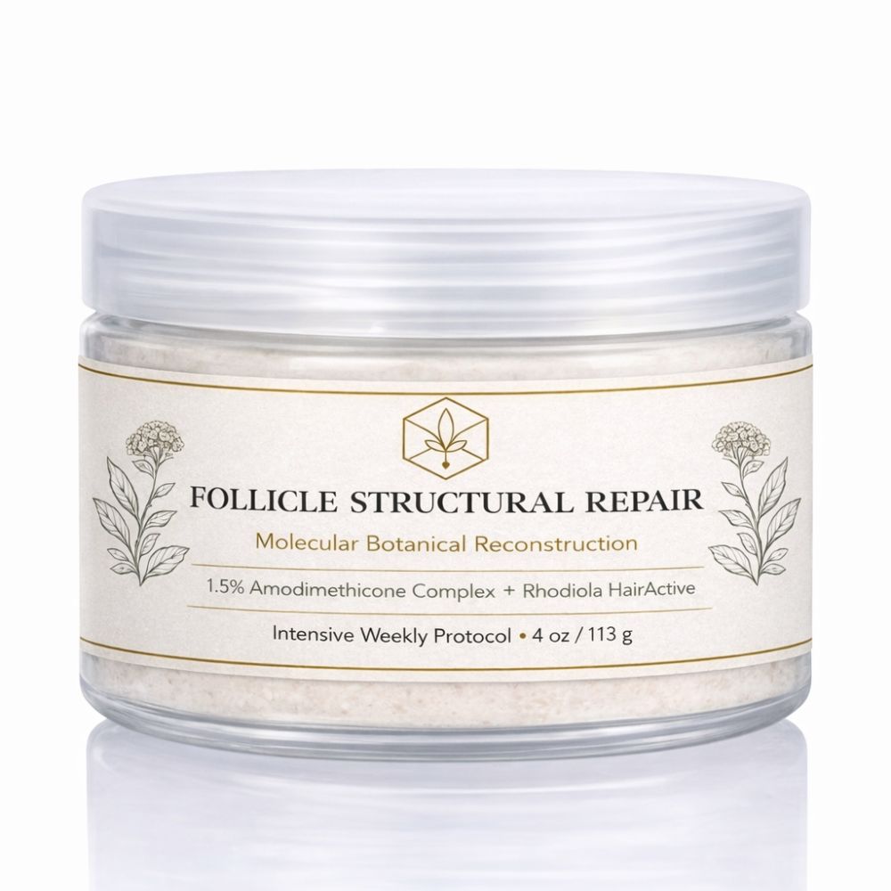 Jar of Follicle Structural Repair hair product on a white background
