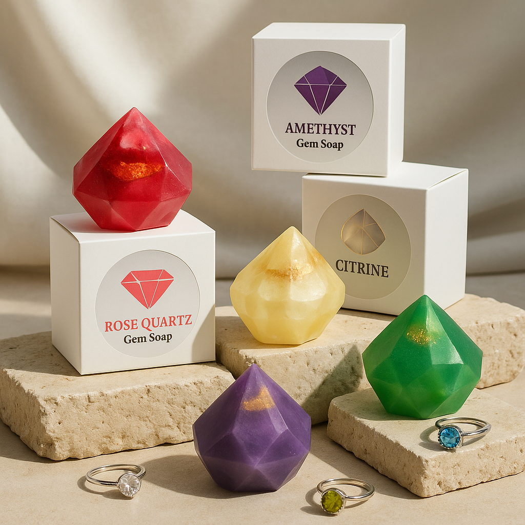Diamond Birthstone Gem Soap with Hidden Silver Ring