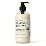 Bottle of Glycolic Renewal Advanced AHA Texture Lotion with pump on a white background