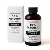 Nature Skin Shop 10% Glycolic with DMAE Toner bottle and packaging on a white background