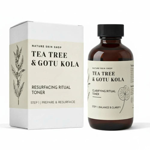 Tea Tree & Gotu Kola toner bottle and packaging on a white background
