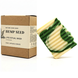 Hemp seed lipid ritual wash with packaging on a white background