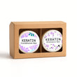 Two Keratin hair care bars in a cardboard box on a white background