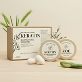Nature Skin Shop Keratin Bio-Structural Repair Set with packaging and products on a beige background