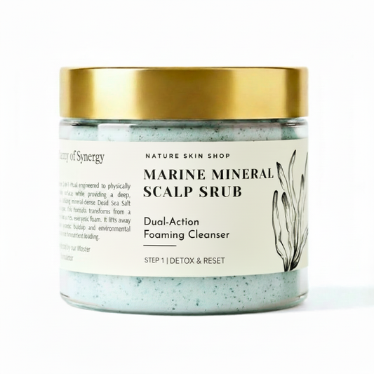 Marine Mineral Scalp Scrub container with gold lid on a white background