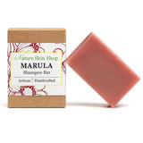 Marula Shampoo Bar from Nature Skin Shop with packaging on a white background