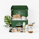 Nature Mystery Box from Nature Skin Shop with skincare products on a white background