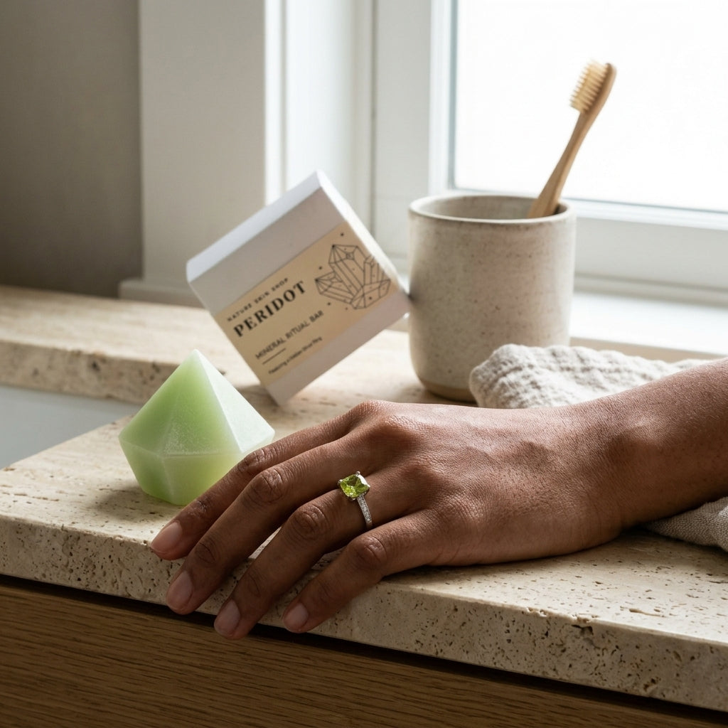 Peridot Birthstone Gem Soap with Hidden Silver Ring