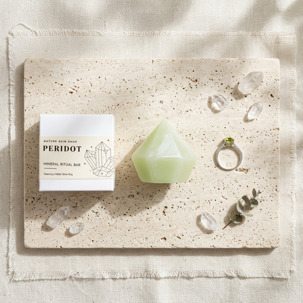 Peridot Birthstone Gem Soap with Hidden Silver Ring