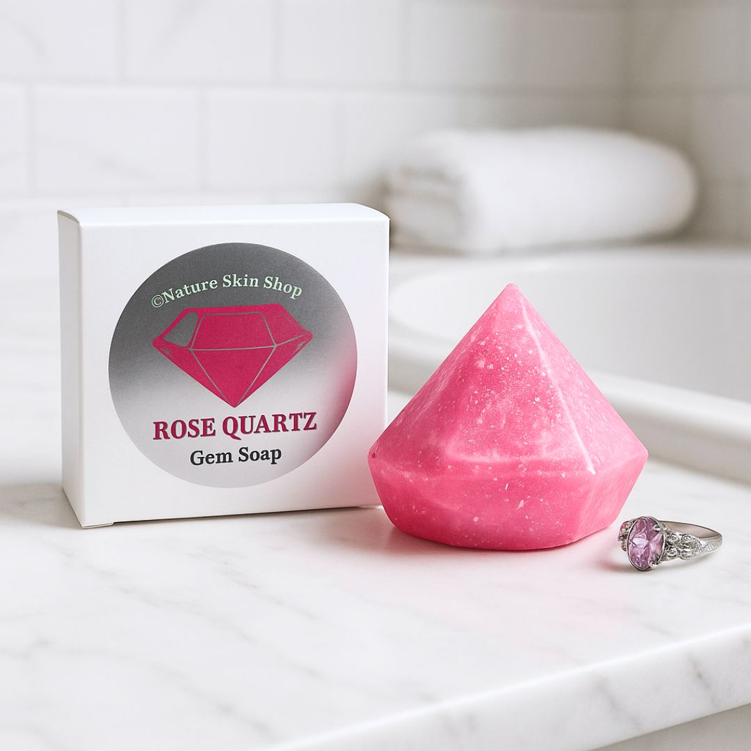 Rose Quartz Gem Soap with Hidden Silver Ring
