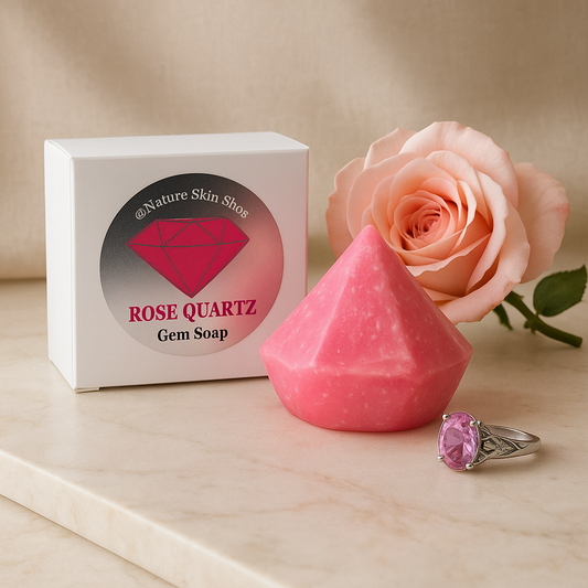 Rose Quartz Birthstone Gem Soap with Hidden Silver Ring