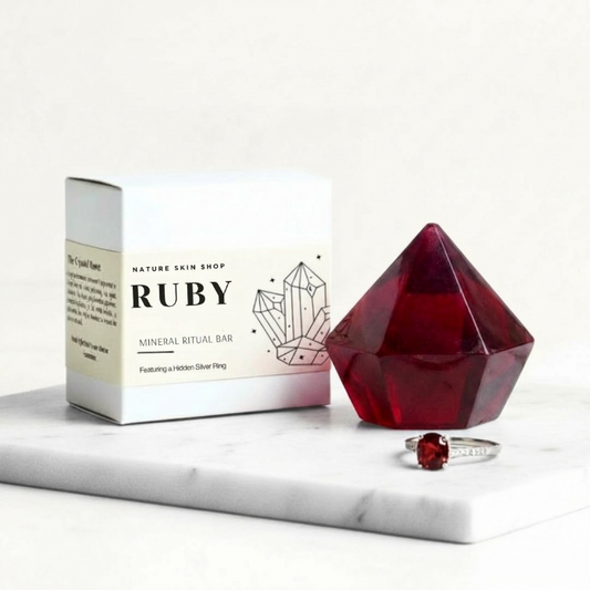 Ruby Birthstone Gem Soap with Hidden Silver Ring