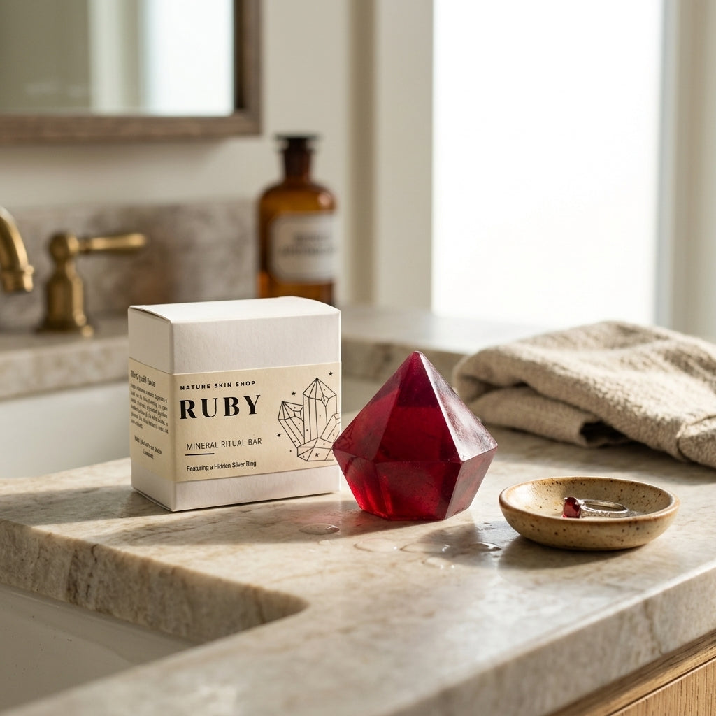 Ruby Birthstone Gem Soap with Hidden Silver Ring