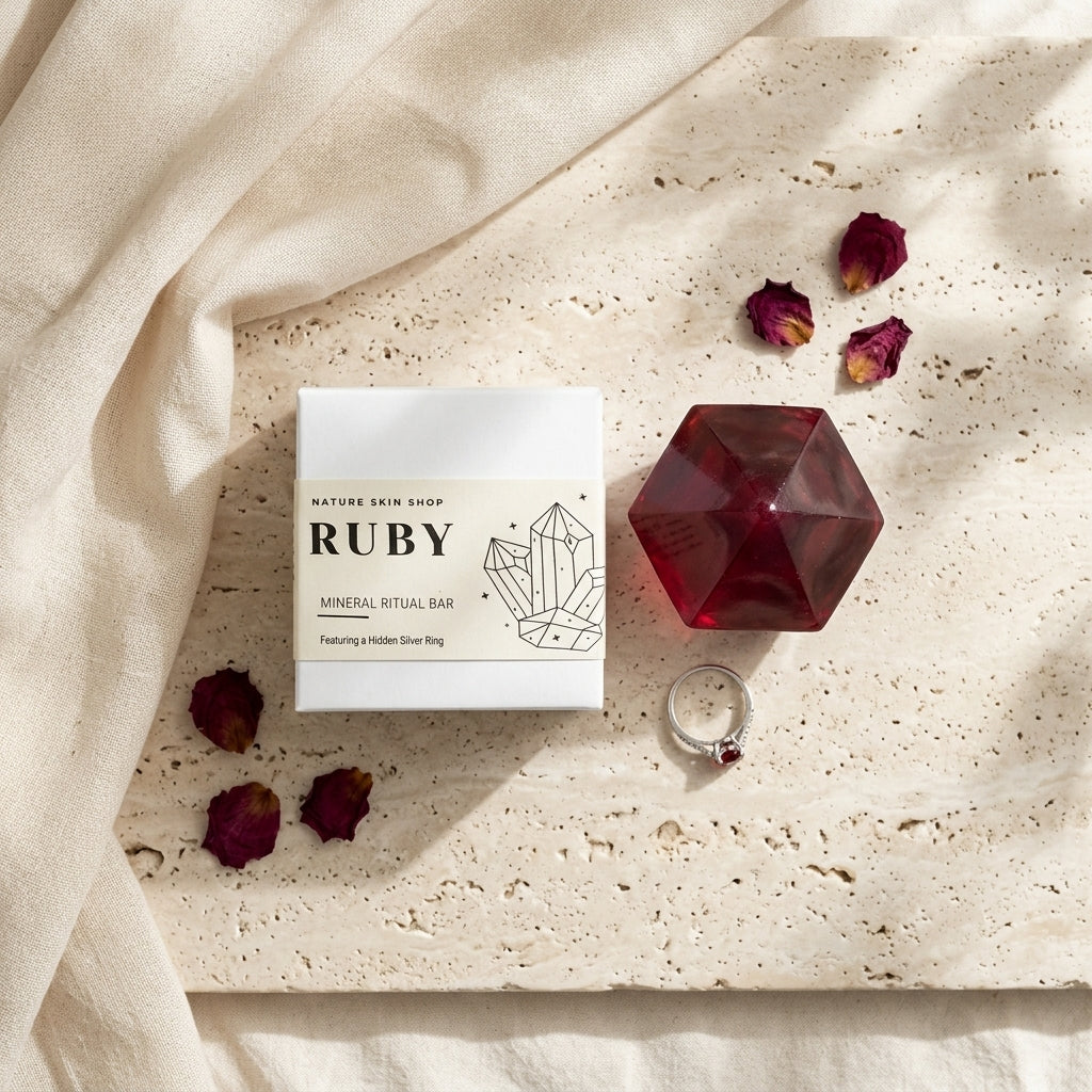 Ruby Birthstone Gem Soap with Hidden Silver Ring