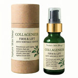 Collagen firming and lifting serum with packaging on a white background
