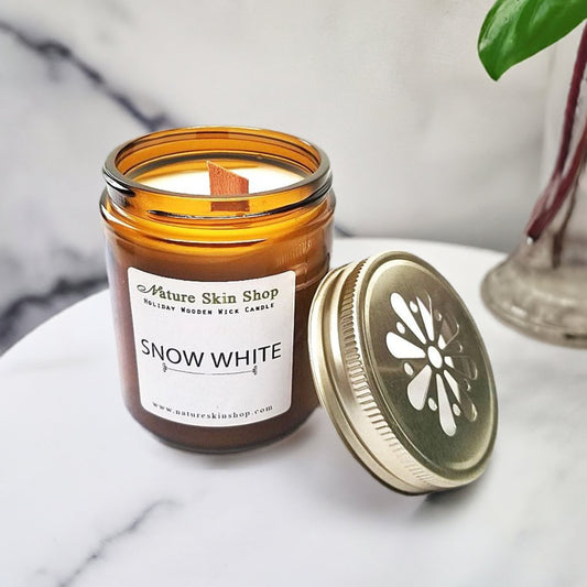 Snow White Wood Wick Soy Candle - Nature Skin Shop