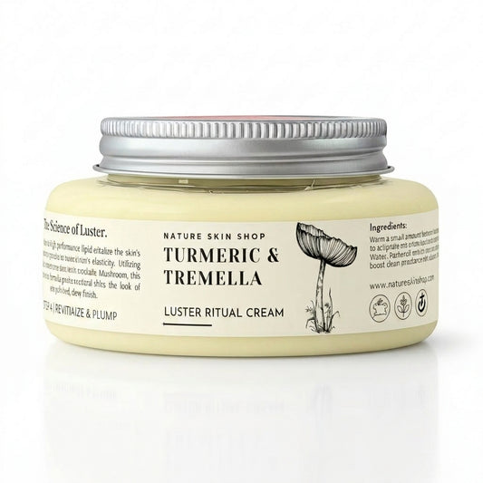 Jar of Turmeric & Tremella Luster Ritual Cream with a white background