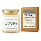 Candle labeled 'Full Moon' from Nature Skin Shop with a matching packaging box on a white background