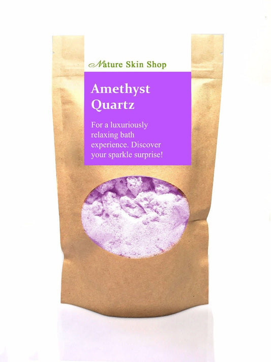 Amethyst Quartz Foaming Bath Soak. Hidden Surprise Bracelet Inside - Nature Skin Shop