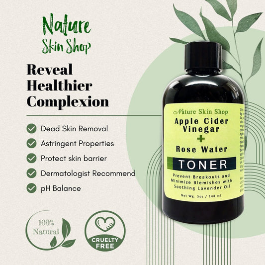 Apple Cider Vinegar + Rose Water Toner - Prevent Breakouts and Minimize Blemishes with Soothing Lavender Oil - Nature Skin Shop