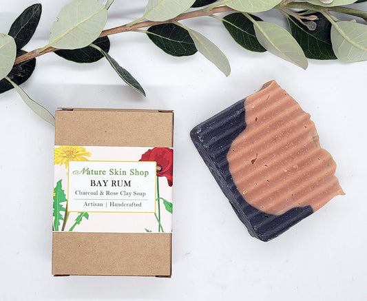 Bay Rum Activated Charcoal And Rose Clay Healing Bar, Natural Cold Process - Nature Skin Shop