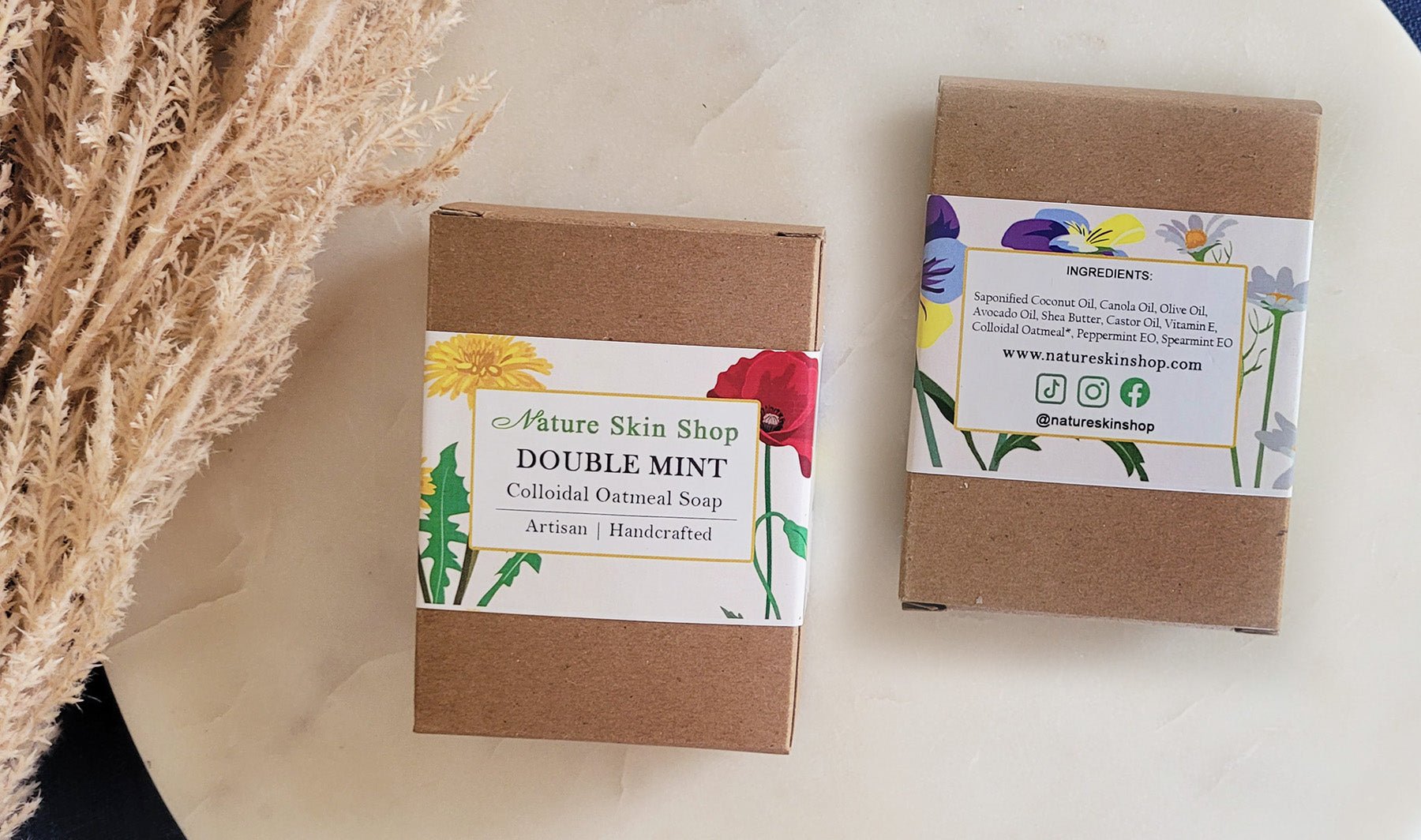Double Mint Oatmeal Natural Soap, Cold Process - Nature Skin Shop