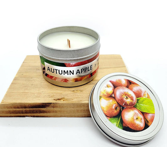 Holiday Wood Wick Candles Gift Set Cinnamon Vanilla Spiced and Autumn Apple (2 pack) - Nature Skin Shop